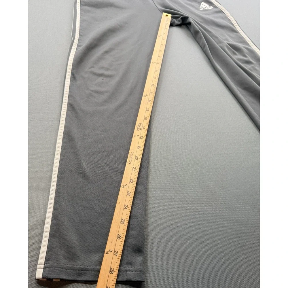 Adidas 3-Stripes Athletic Track Pants Grey White Embroidered Logo Youth XL 18/20